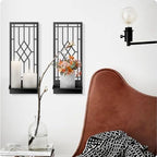 Wall Sconces Candle, Black Metal Wall Decor, Retro Wall Candle Holder for Living Room, Dining Room, Bedroom, Bathroom (2 Pack, 16.5 x 7 in) - Image 7