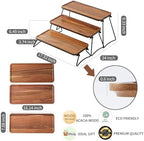 Acacia Wood & Metal 3-Tier Serving Stand, Large Rectangular Platter, 17 Inches, Decorative Tiered Tray for Entertaining, Party, Cupcake Serving, Gift - Image 2