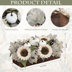 Pre-Made Fall Centerpieces for Dining Table, 14'', Fall White - Image 2