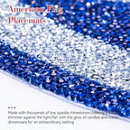 Rhinestone Round Placemats Set of 4, (Silver and Blue, 15") - Image 2