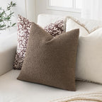 MIULEE 24x24 Decorative Euro Sham Boucle Couch Pillow Covers Light Brown - Image 3