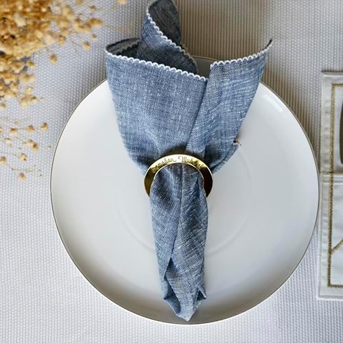 6 Pcs Ramadan Napkin Rings Ramadan Mubarak Islamic Table Decor Eid Decoration Napkin Holder Iftar Party Muslim Gift (Gold) - Image 3