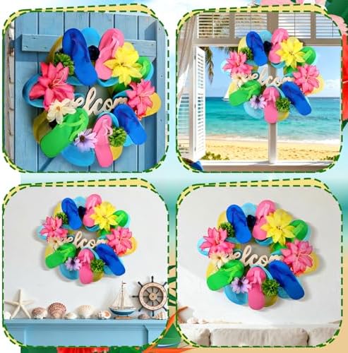 Cinnvoice Beach Slippers Wreath Artificial Front Door Wreath - Image 5