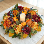 24 Inch Artificial Fall Wreaths for Front Door with Hydrangea Peony Pumpkin - Image 4