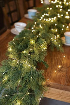 MISSPIN Christmas Garland with Lights, Real Touch Winter Pine Garland, Green Artificial Greenery Garland for Table, Mantle, Wall, Indoor, Outdoor Christmas Decorations - Image 6