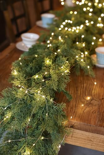 MISSPIN Christmas Garland with Lights, Real Touch Winter Pine Garland, Green Artificial Greenery Garland for Table, Mantle, Wall, Indoor, Outdoor Christmas Decorations - Image 6