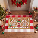 Moucuny 2 Pcs Christmas Coir Doormat Outdoor, Gingerbread House, Non Slip - Image 2