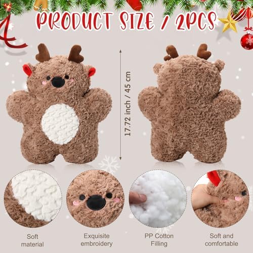 Shellwei 2 Set Christmas Pillows Decorations 17.72 Inch Soft Plush - Image 2