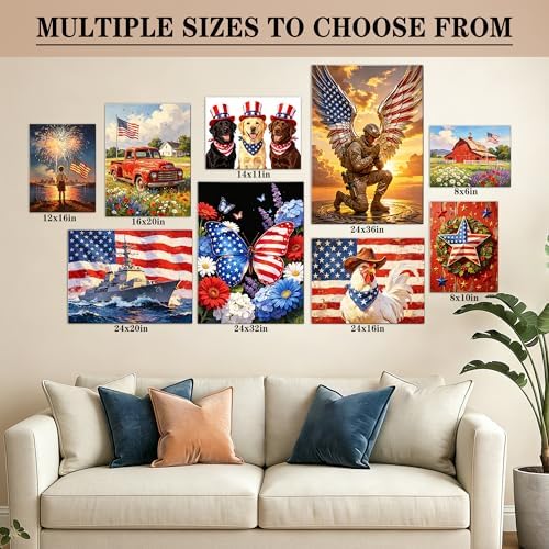 July 4th Patriotic Canvas Wall Art 4th of July USA Decorations American Flag Battleship Picture Wall Decor Independence Day Home Decor 20x24in - Image 6