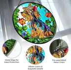 Yorkie Stained Glass Suncather Window Hangings, Suncatchers Glass Panel Sun Catchers Gifts Home Decor Garden Christmas Halloween Wedding 9.8" - Image 3