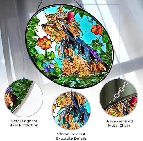 Yorkie Stained Glass Suncather Window Hangings, Suncatchers Glass Panel Sun Catchers Gifts Home Decor Garden Christmas Halloween Wedding 9.8" - Image 3