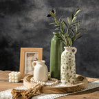 Vintage Chinoiserie Ceramic Vase Set of 3, Rustic Farmhouse Flower Vases - Image 7