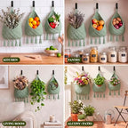 Honeydak 3 Hanging Baskets, Sage Green, Triangular Tassel, Jute - Image 6