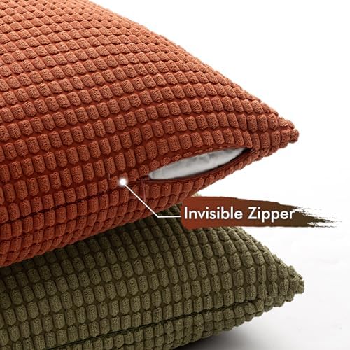 MIULEE Farmhouse Decorative Pillow Covers 20x20 Inch Set of 4 Brown Green - Image 5