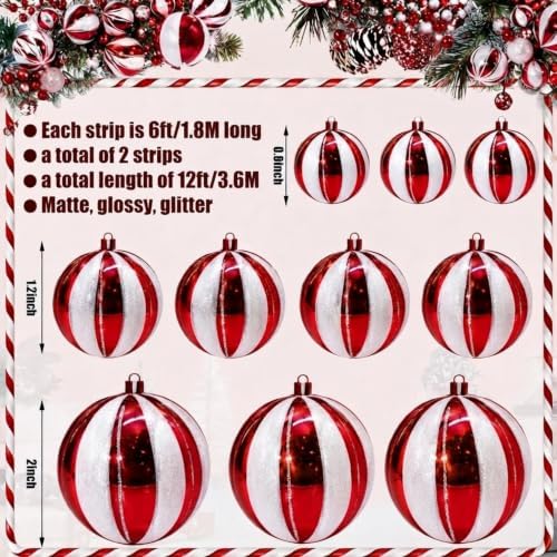 2 Pcs 6 ft Christmas Ball Ornament Garland, Candy - Image 2