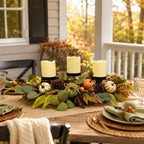 Svndlyn 26 Inch Fall Candle Holder Centerpiece with Pumpkins Pinecones - Image 7
