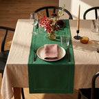 Solino Home 100% Pure Linen Table Runner Pine Green Long, Fete 14 x 120 in by SolinoHome