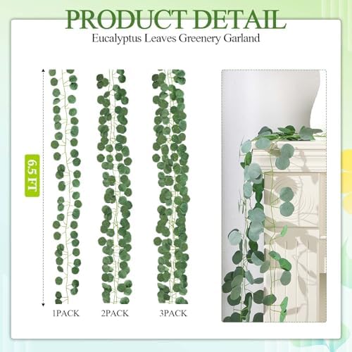 Tioncy 36 Pcs Artificial Eucalyptus Stems and 12 Pcs Eucalyptus Garland - Image 4