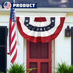 4 Pack American Pleated Fan Flag 2x4 Ft Patriotic Bunting – Embroidered Stars & Sewn Stripes USA Flag for 4th of July Outdoor Porch Fence Garden with Canvas Header & Brass Grommets - Image 6