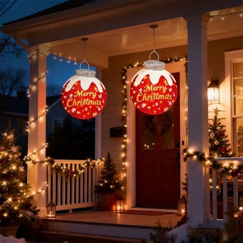 Outdoor Christmas Ball Ornaments, Pop Up Lighted Ball with DIY Sticker - Image 6