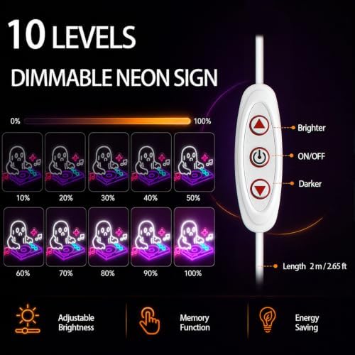 DJ Ghost Halloween Neon Sign, Dimmable LED Music Neon Sign for Wall Decor - Image 3