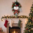 Suncalla 20" Christmas Snowman Wreath Winter Decoration Sign for Front Door - Image 6