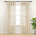 Lush Decor Boho Macrame Textured Cotton Window Curtain Panel Single 40" W x 84" L Neutral - Macrame Curtains for Windows, Room Divider, Boho Wall Decor by LushDecor