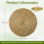 Colingmill 60 Sets 12 Inch Round Woven Placemats Bulk Farmhouse Boho - Image 2