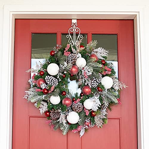 Front Door Wreath Hanger, Adjustable Hook Length Colonial Design, White - Image 5