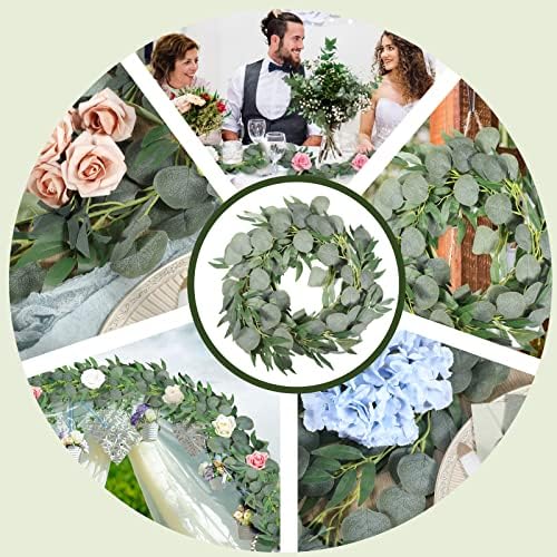 10 Pack Artificial Eucalyptus Garland with Willow Leaves 6.4 ft Artificial Greenery Vine Swag Faux Silver Dollar and Willow Leaves Garland for Wedding Table Runner Doorway Decoration Indoor Outdoor - Image 6