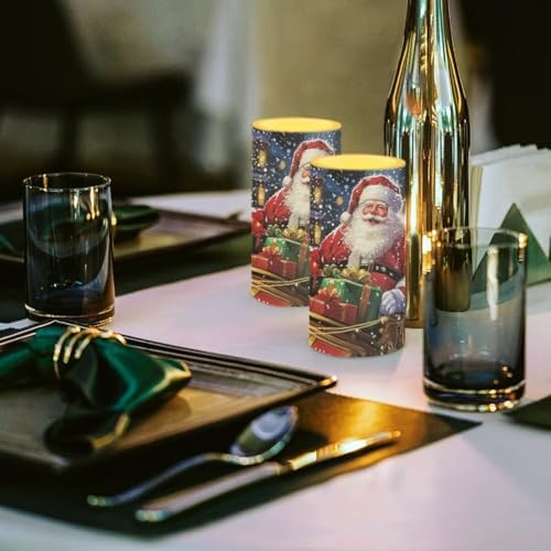 Santa Claus Flickering Flameless Candles Remote Control Candles Christmas Table Decorations for Dining Room Bedroom Home Indoor Table Festive Xmas LED Pillar Candles - Image 5