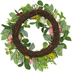 National Tree Company Artificial Spring Wreath, Woven Branch Base, Decorated with Rose and Peony Blooms, Apples, Leafy Greens, Spring Collection, 22 Inches - Image 3