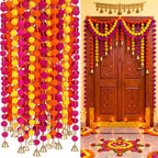 Suncalla 12 Pcs 4 Ft Marigold Garland Gold Bell,Orange,Yellow,Rose Pink by Unknown