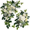 Odouzy Pack of 2 Wedding Arch, Artificial Flowers, Wedding Decor，Flower Garland Be Suited to Banquet, Party, Reception Entrance Welcome Sign and Background Decoration (White Green) by Odouzy