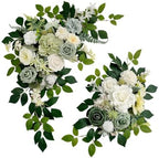 Odouzy Pack of 2 Wedding Arch, Artificial Flowers, Wedding Decor，Flower Garland Be Suited to Banquet, Party, Reception Entrance Welcome Sign and Background Decoration (White Green) by Odouzy