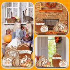 GlikCeil 5 Pcs Fall Pumpkin Signs Thankful Outdoor Thanksgiving Decor - Image 5