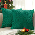 decorUhome Faux Fur Plush Soft Green Throw Pillow Covers 26x26 Set of 2 by decorUhome