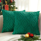 decorUhome Faux Fur Plush Soft Green Throw Pillow Covers 26x26 Set of 2 by decorUhome