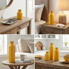 CwlwGO- Yellow Ceramic Vase Set,Modern Decorative Vases for Home Decor, Kitchen&Living Room Table Décor,Fireplace & Entrance centerpieces Decorations. - Image 6