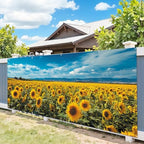 7 * 16FT Summer Garage Door Cover Decorations Sunset Palm Trees Garage Door Banner for Outdoor Indoor Summer Party Photography Backdrop (sunflower, 7 * 16 ft) - Image 5