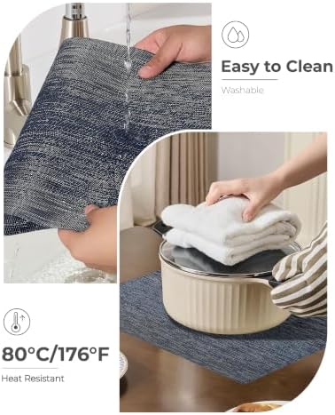 Leetaltree Denim Blue Placemats Set of 12 - Heat Resistant Non-Slip Place mats for Dining Table, Washable Durable PVC Vinyl Woven Table Mats（Denim Blue, 12） - Image 5