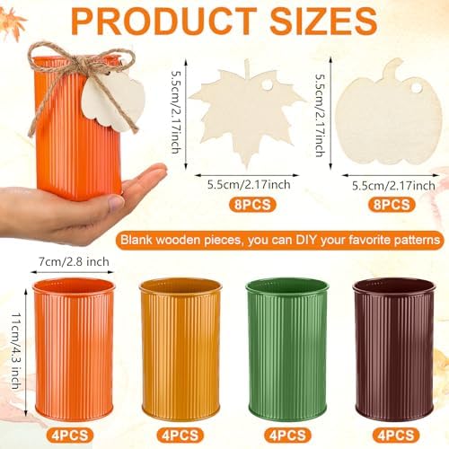 16 Pack Thanksgiving Centerpieces, Galvanized Metal Fall Vases - Image 2