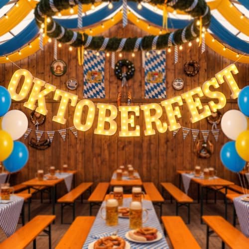 Aurelema 11 Pcs Oktoberfest Decorations LED Letter Lights Signs by Aurelema