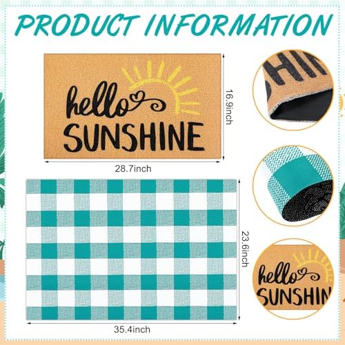 Tinideya 2 Pcs Hello Sunshine Door Mat 23.6 X 35.4 Inches - Image 2