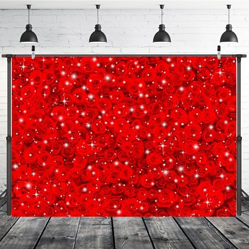Valentine's Day Red Rose Flower Wall Backdrops 20x10 FT Wedding Bridal Shower Party Decorations Girls Birthday Backdrop Cake Table Tea Party Photoshoot Decorations Photo Studio Props by Unknown