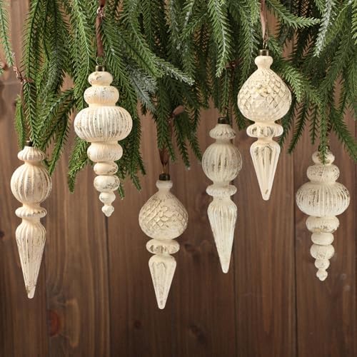 Yunlly 18 Pcs Neutral Christmas Ornaments Ivory Xmas Tree Decor - Image 6
