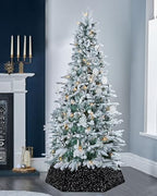 Black Tree Collar Sequin Halloween 31.49 Inch Foldable Christmas Tree Ring Velvet Tree Skirt Cover for Xmas Pencil Tree Holiday Decor - Image 4