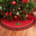 Valery Madelyn 48" Red Green Gold Christmas Tree Skirt for Tree Decorations - Image 4