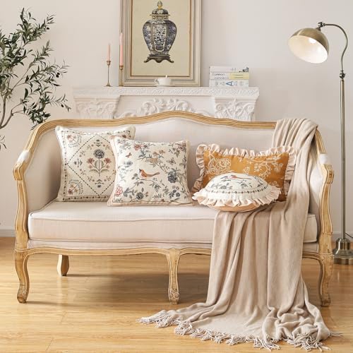 ISAENNE Designer Linen Throw Pillow Cover,Set of 2,18"x18"-Cornucopia B - Image 6