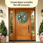 Petalivebloom 22-Inch Eucalyptus Wreath with White Flowers, Front Door - Image 4